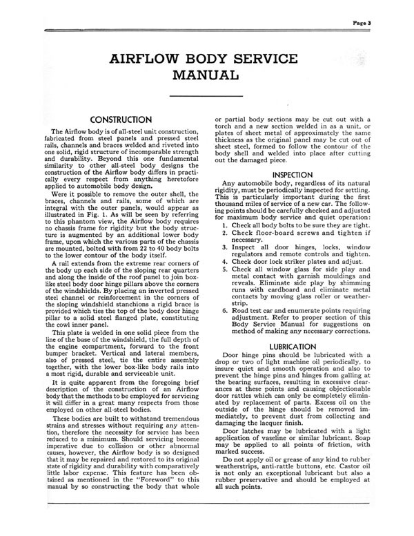 1934 Chrysler Airflow Body Service Manual Page 4